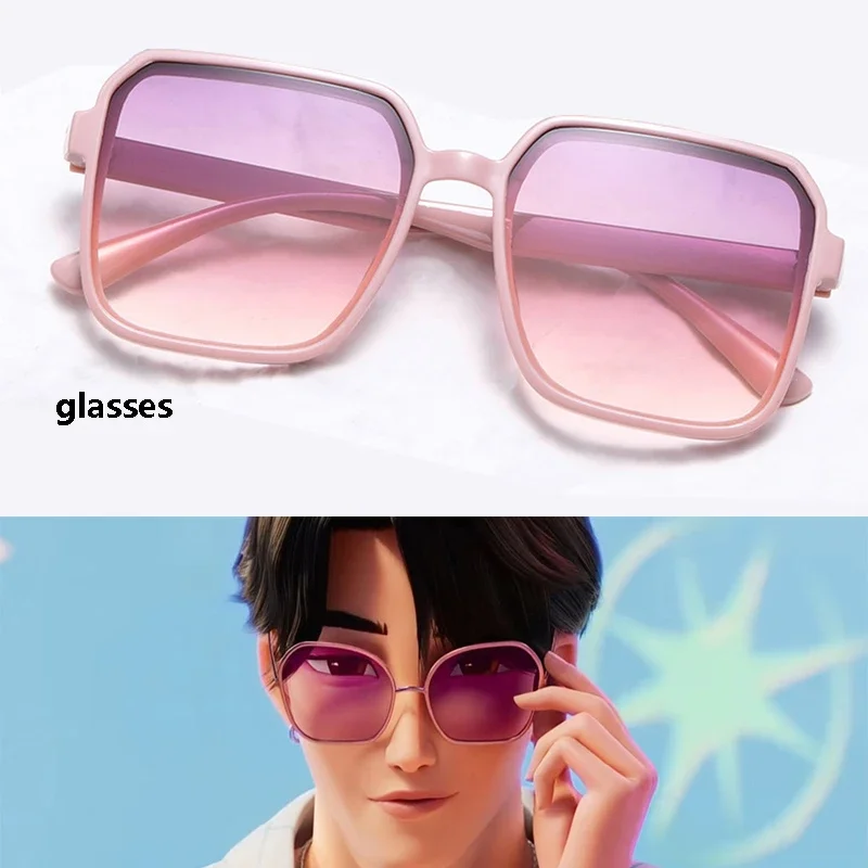 Película de Anime Demon KPOP Saja Boys Jinu Cosplay montura cuadrada gafas pendientes collares Huntrix accesorios pelo corto negro Halloween