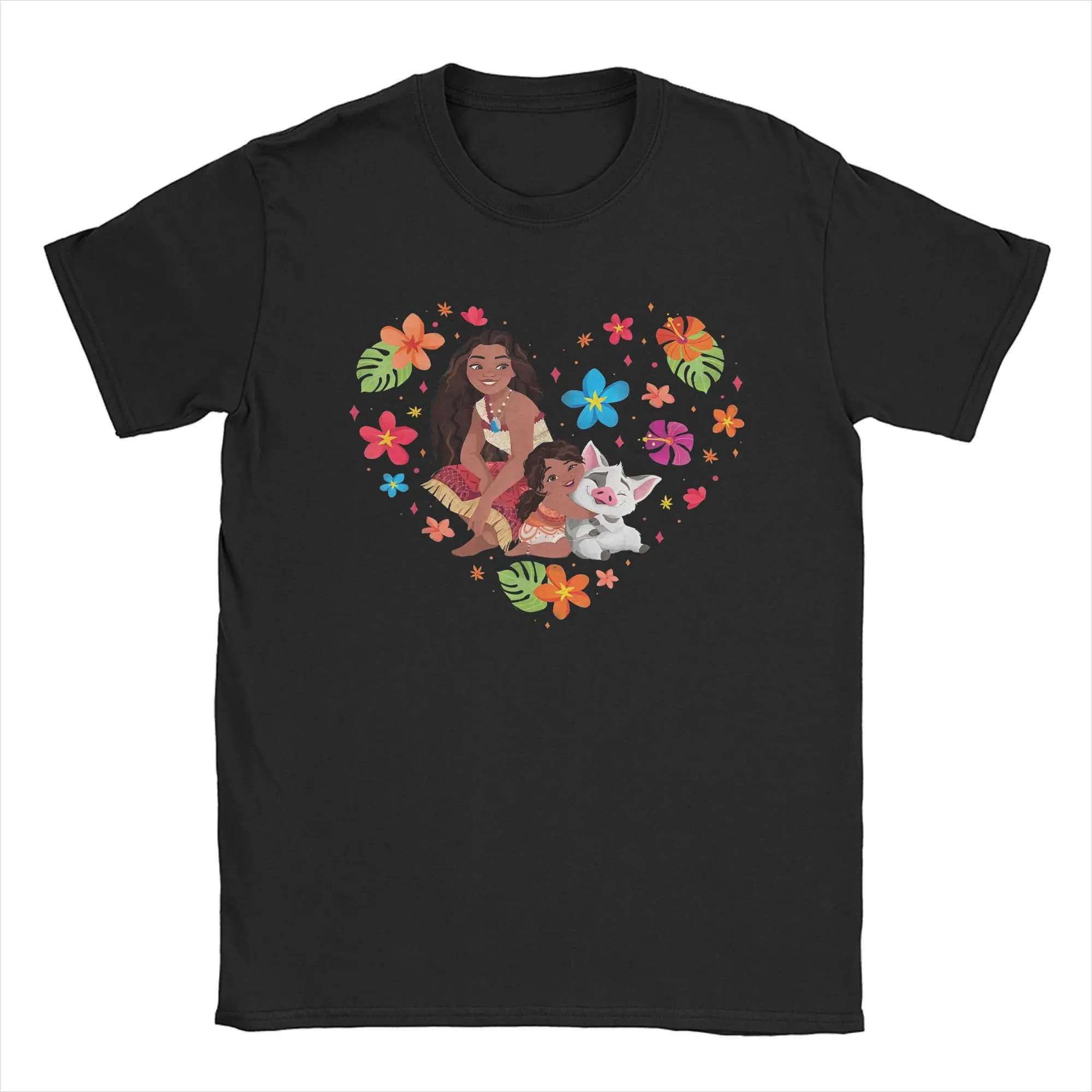 Moana 2 Simea and Pua Tropical Heart Sisters T Shirts Men's Cotton Novelty T-Shirts Princess Cartoon Tees Short Sleeve Tops