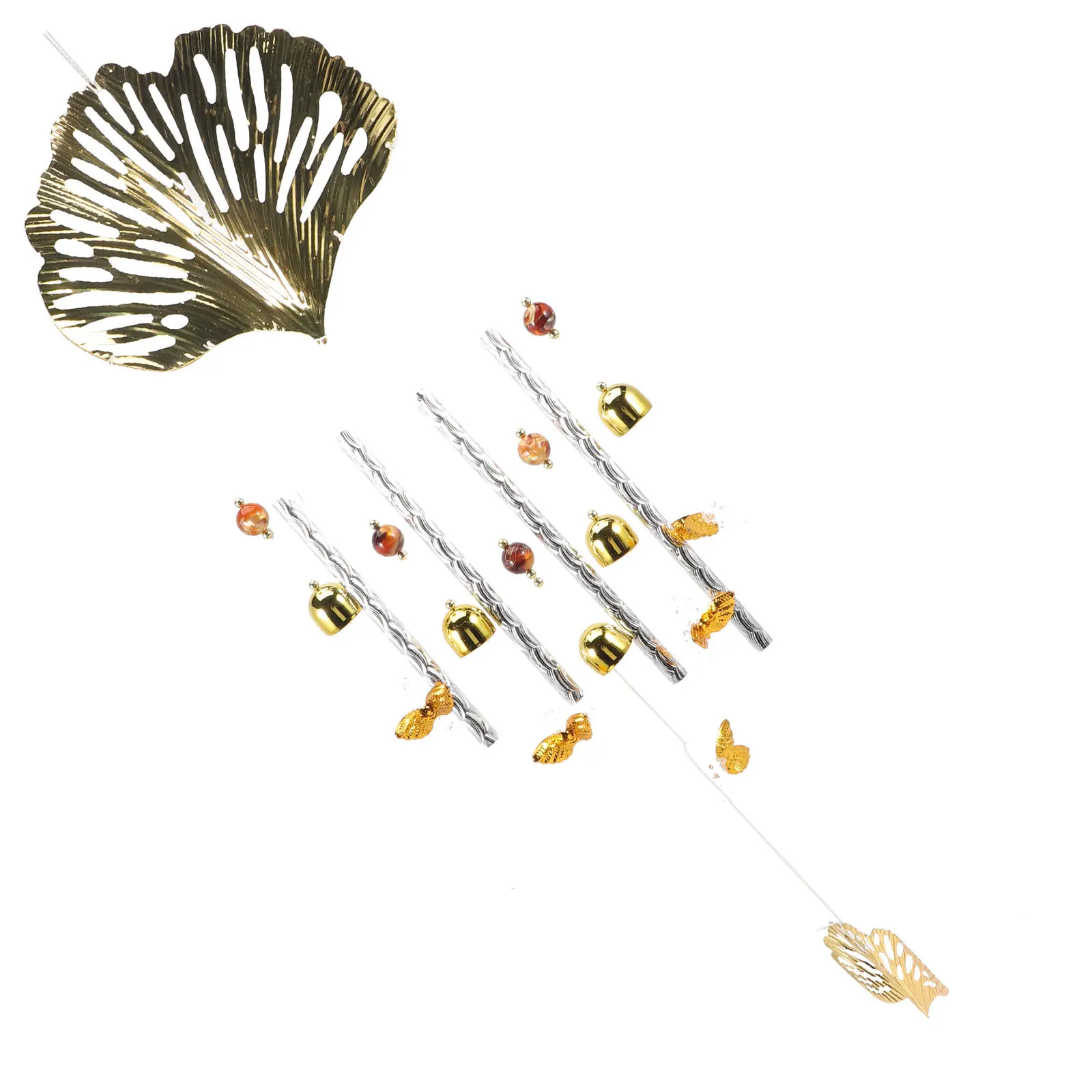 

Decorative Golden Ginkgo Leaf Wind Chimes Large Outdoor Garden Balcony Patio Yard Hanging Bell Retro Style Crisp Sound
