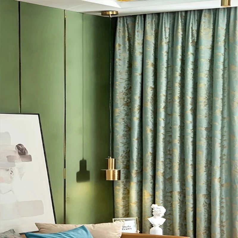 2pcs American retro light luxury high-grade thickened velvet bronzed curtain living room bedroom shade