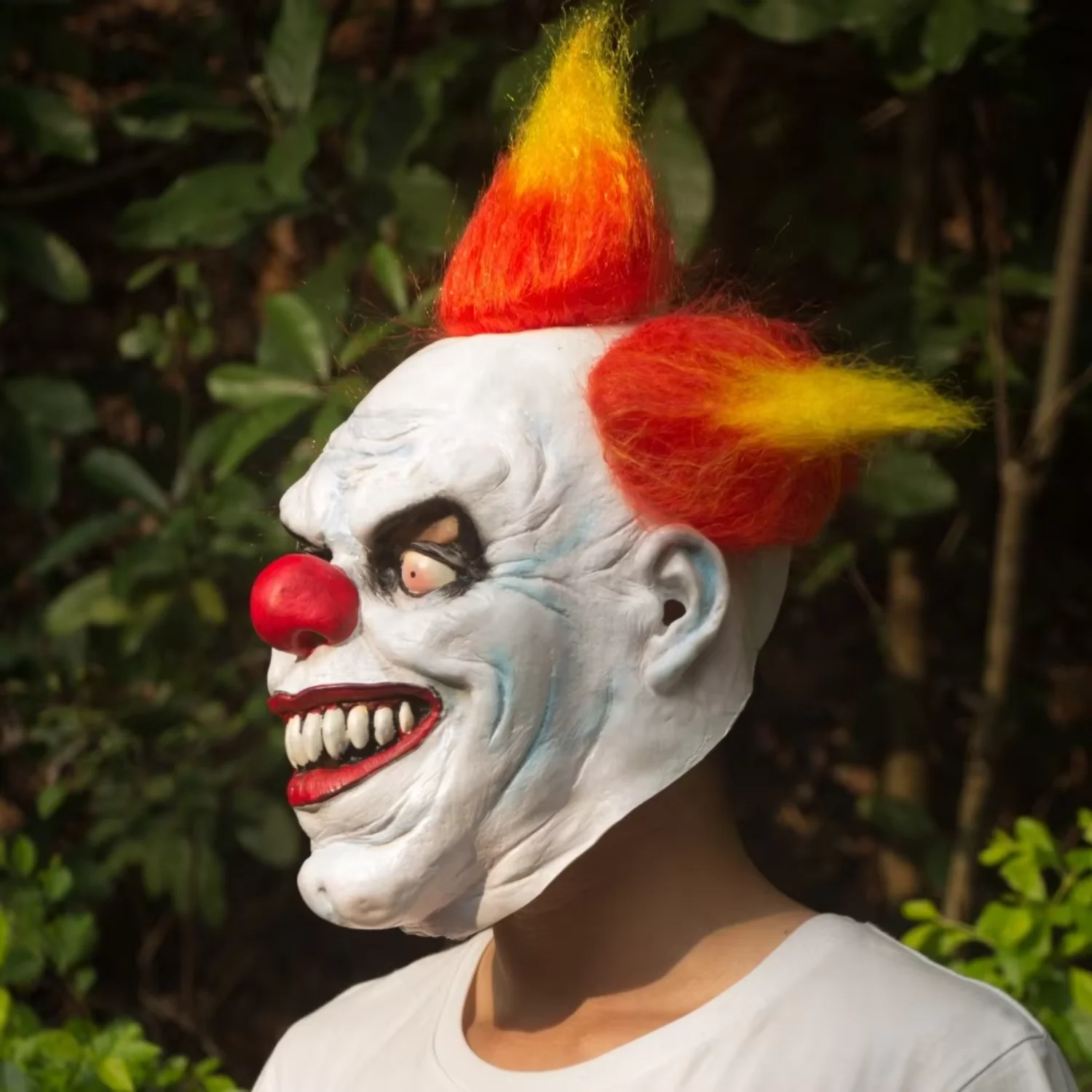 1pc Halloween Evil Laughing Clown Mask Creepy Killer Joker With Red Hair Latex Mask Cosplay Haunted House Tricky Prop