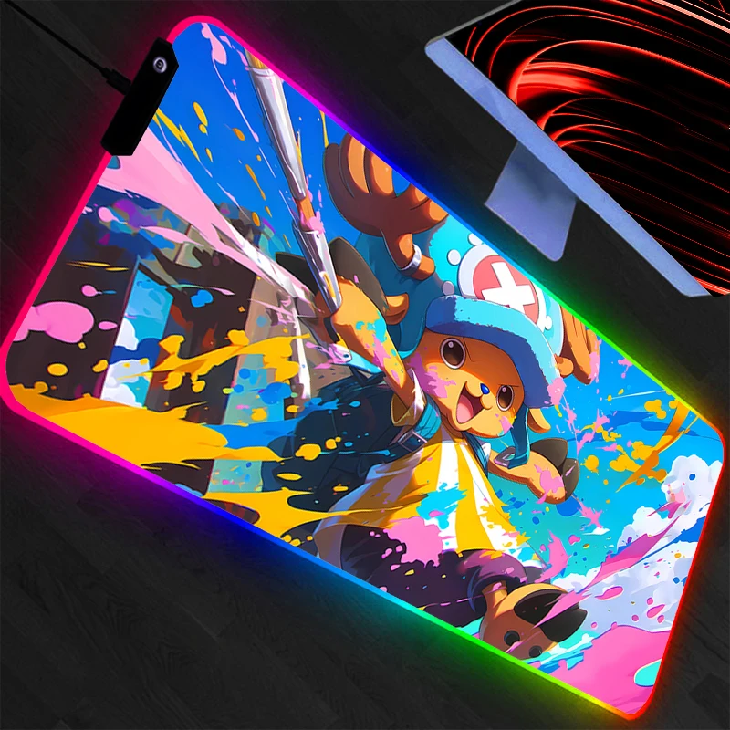 One Piece RGB Mouse Pad Gamers Large Computer Extended Game LED Mousepad Desk Mat Keyboard Rubber Backlight Carpet  Durable