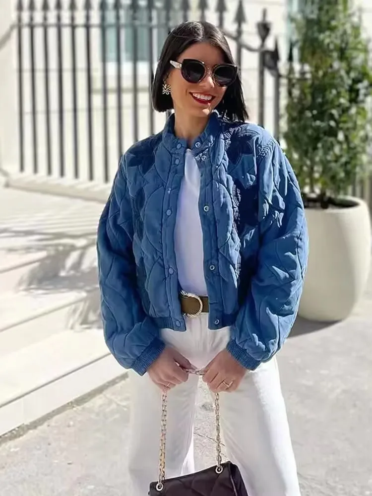 

HH женская мода стеганые пальто с цветочной вышивкой однобортная куртка с длинными рукавами осенняя свободная повседневная одежда для беременных топ