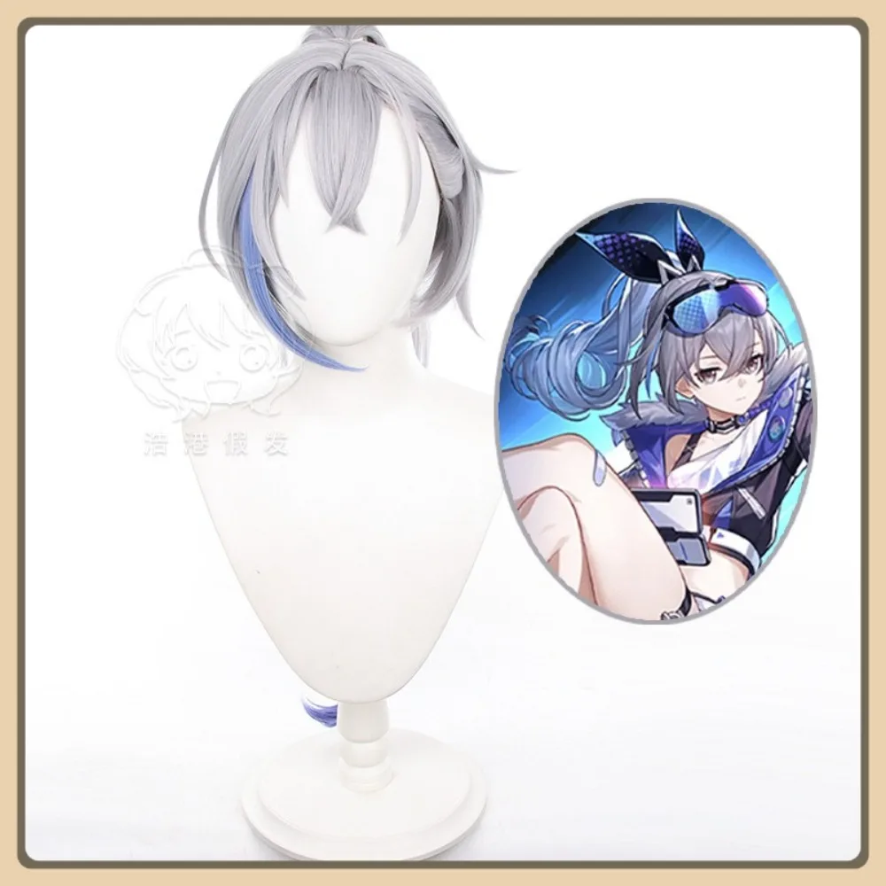 منتصف اليشم شعر مستعار مخزن هونكاي: ستار السكك الحديدية الفضة الذئب شعر مستعار تأثيري أنيمي لعبة لعب الأدوار زي هالوين زي الدعائم الاصطناعية #6