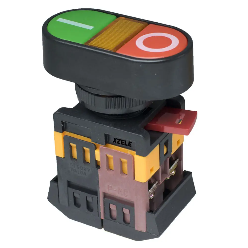 APBB 22 25mm Dual Push Button Switch Red Green LED Indicator Industrial Automation Control Console Starting Stopping Accessory