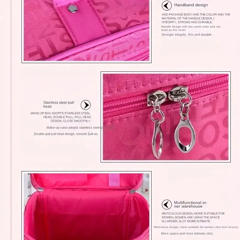 Make-up-Tasche für Damen, großes Fassungsvermögen, Aufbewahrungstasche für Kosmetika, faltbarer Toilettenwaschbeutel, Reiseutensilien, tragbare Kosmetiktasche – Detail 10