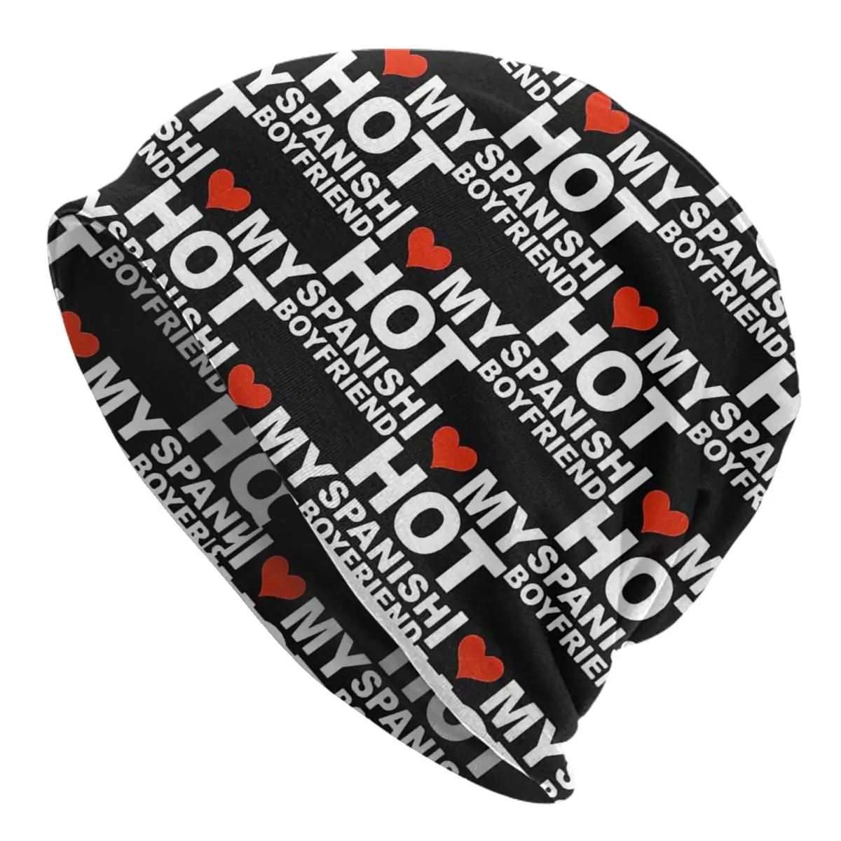 I Love My Hot Spanish Boyfriend Men and women Pullover Cap Valentine's Day Gift Beanies Hat For Men And Women Print Bonnet Hats