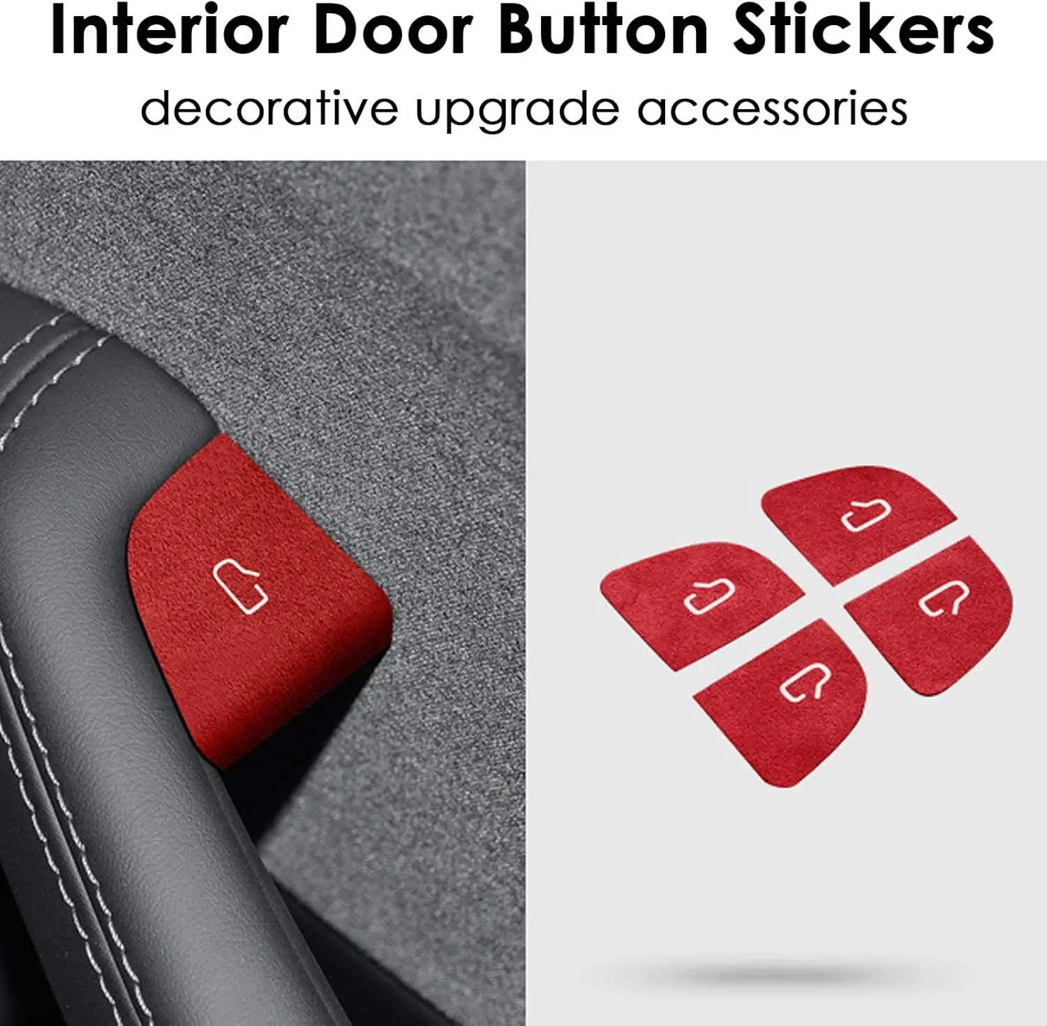 Capa de Acabamento em Camurça Italiana Premium para Botão de Interruptor de Porta para Tesla Model 3 Highland 2024 e Model Y Juniper 2025 2026 2027 Acessórios Automotivos