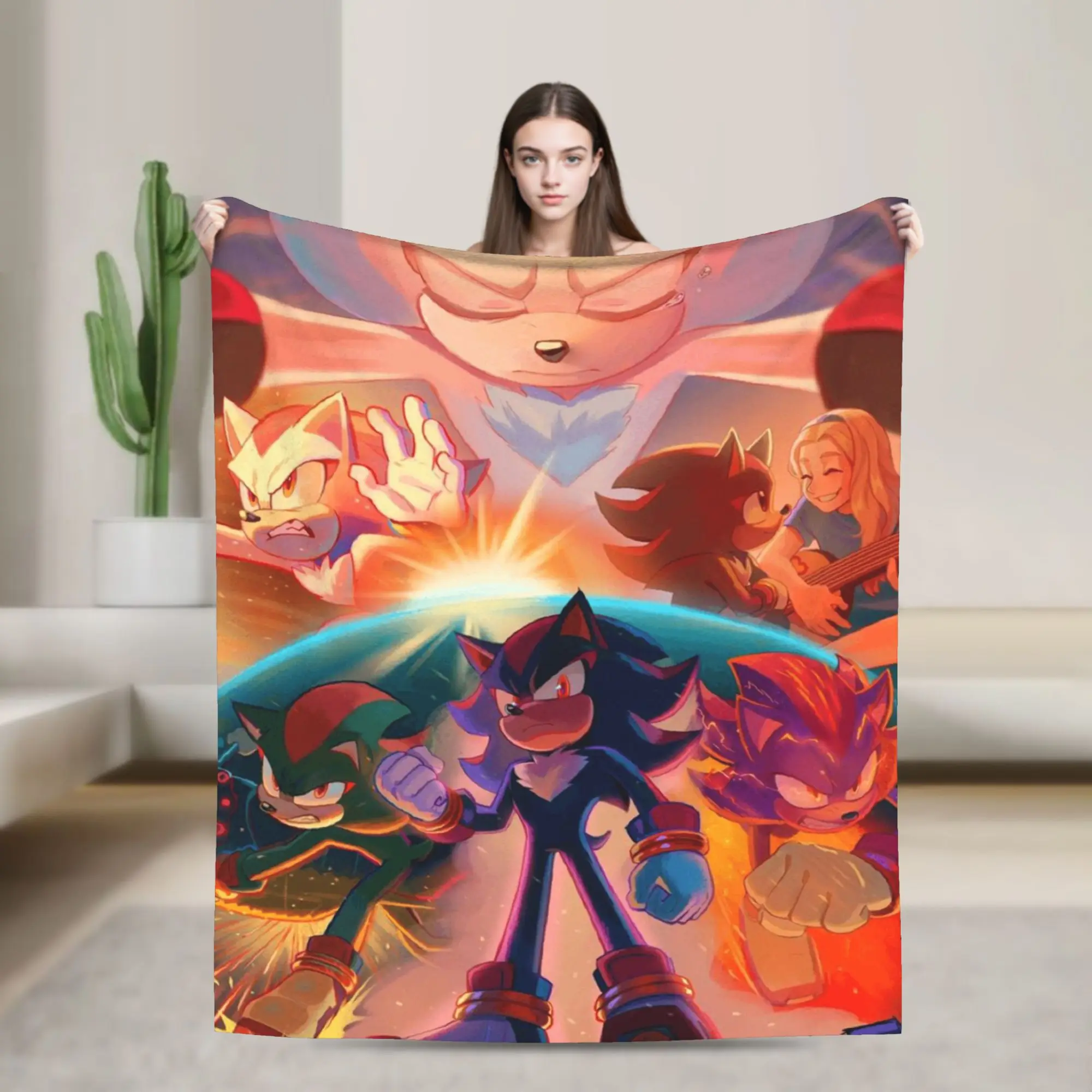 Soft BlanketsBoy Girl Picnic Shadow Hedgehogeds Throw Blanket  Flannel Bedspread For Home Decor Comfortable Sofa Bed Cover