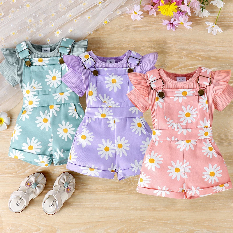 Baby Girl Clothes Summer Newborn Infant Baby Girls Romper Knitting Printed Top Rompers Kids Overalls Fashion Baby Clothing