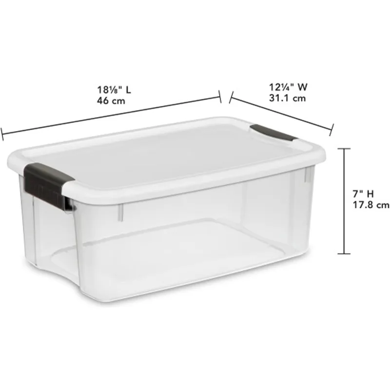 6-Pack Stackable Storage Bin with Lid, Clear Plastic Design, 18 Quart