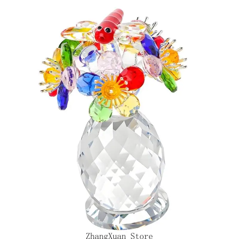 Klare facettierte Kristallblumenfigur für Eingangsregal und Beistelltischdisplay 3XUF – Detail 7