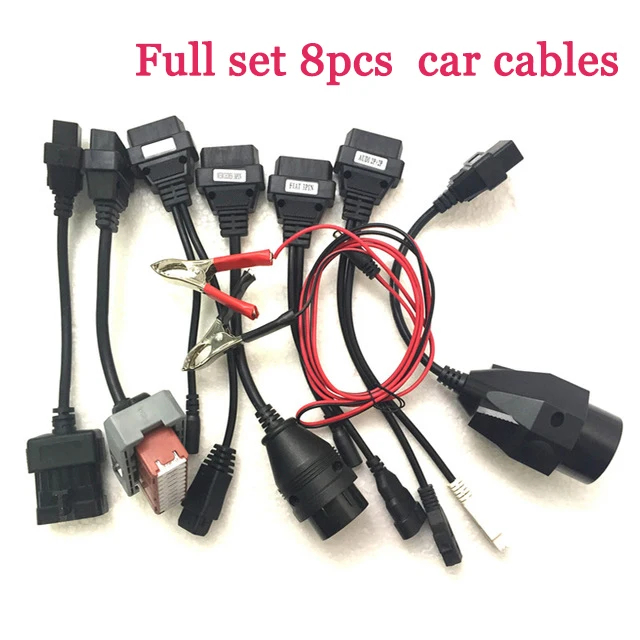 8 Car Cables + 8 Truck Cables Full Set Cables for New VCI Vd Ds50e Cdp VdIJk Autocoms Pro Tnesf Delphis Orpdc Scanner OBD2 Cable