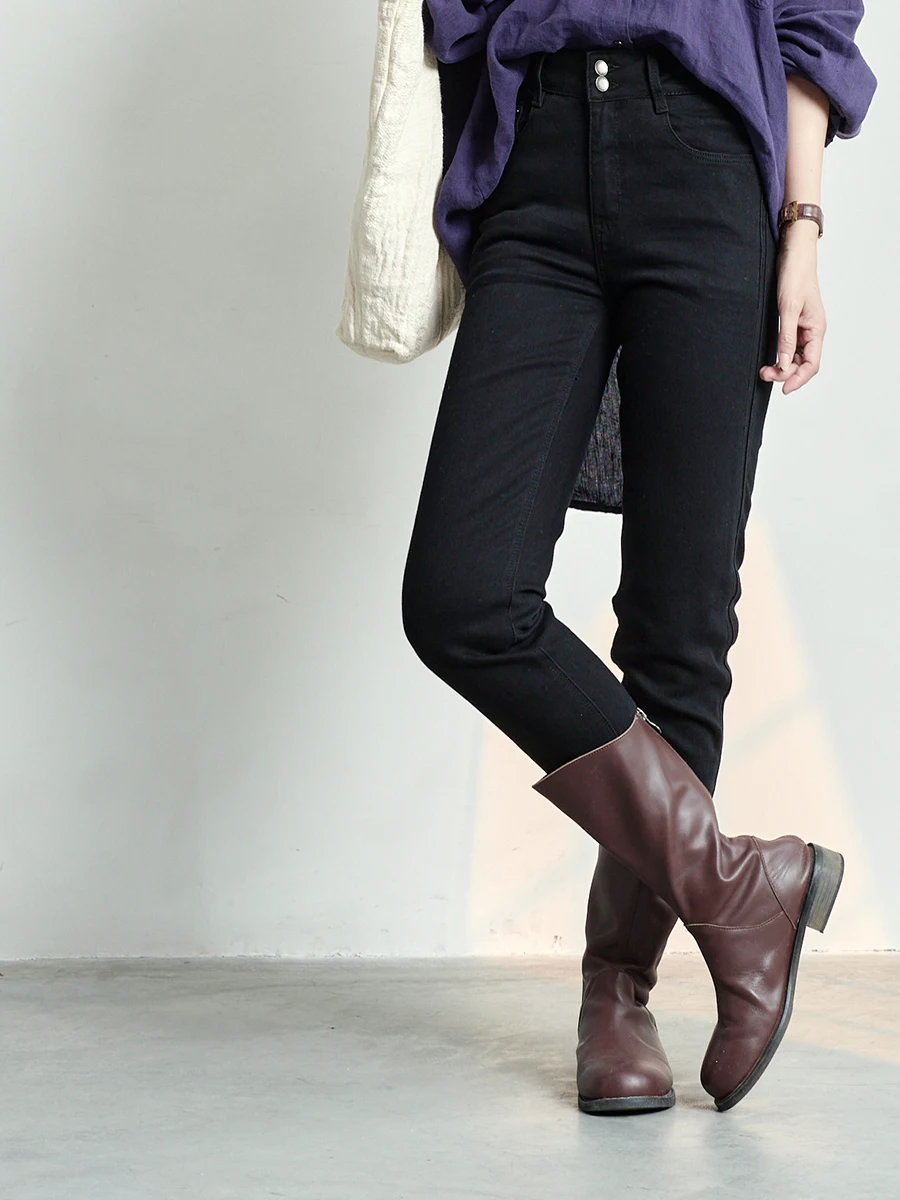 

Джинсы с высокой талией, облегающие, эластичные, универсальные, для женщин, с высокой эластичностью, расклешенные, из денима, для осенне-зимнего сезона