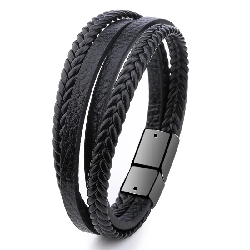 Original trinkets men's jewelry handmade braided leather rope bracelets popular diy alloy magnetic clasp leather bracelet image 5