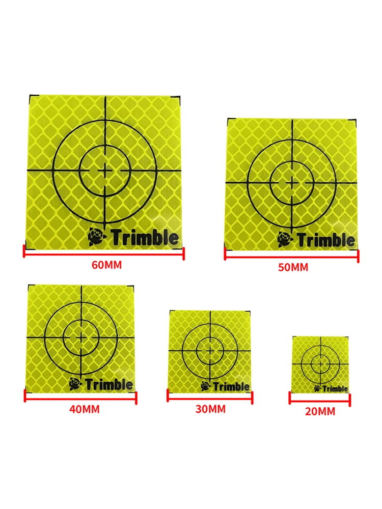 100pcs Size 60x60 20 30 40 50mm Trimble Reflector Sheet For Total Station Survey Geography Fluorescent Green Reflective Sticker