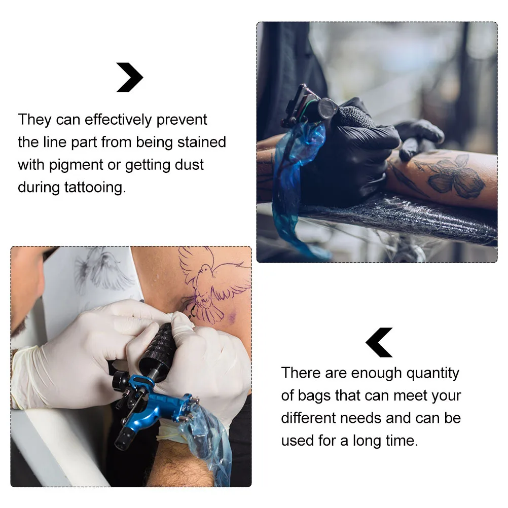 

100Pcs Tattoos Machine Clip Covers Durable Material Corrosion Resistant Pigment Protection Sleeve Clip Cord Bag