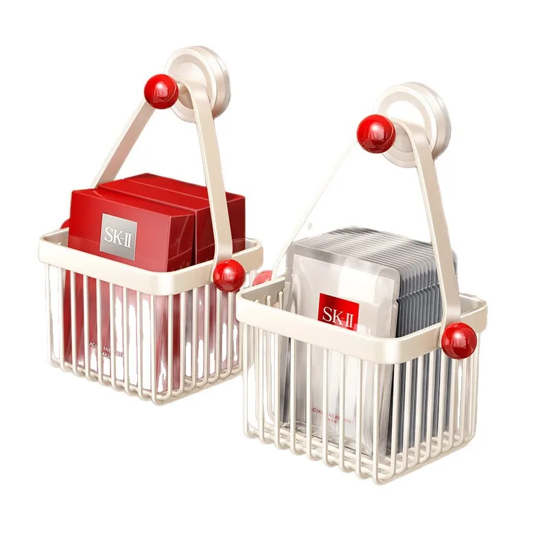 

Toilet suction cup rack mask storage basket wall hanging bathroom drain hanging basket countertop storage