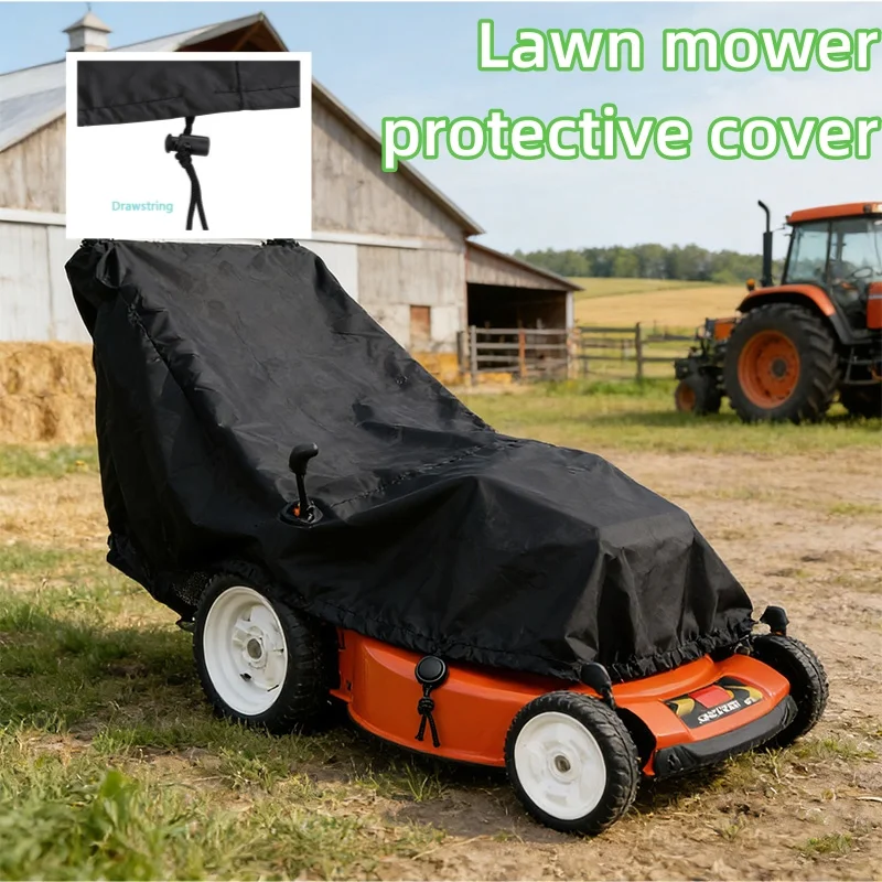 

All-Weather Garden Equipment Shield Black Lawn Mower Cover 210D Oxford Fabric Waterproof & Dustproof
