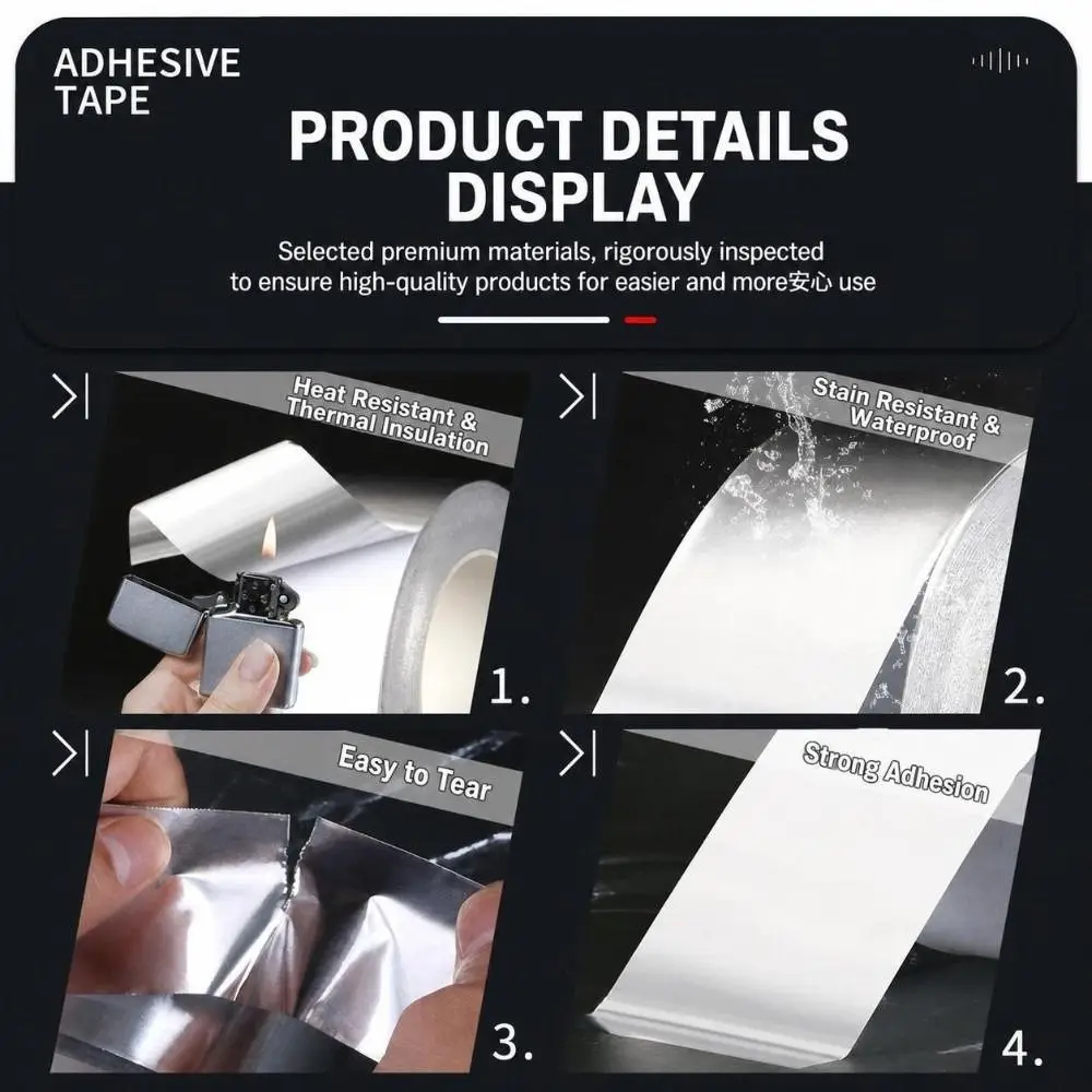 New High-Temperature Aluminum Foil Tape Self-Adhesive 30/50mm Greaseproof Tape Anti-Mold Tape Countertops Kitchen