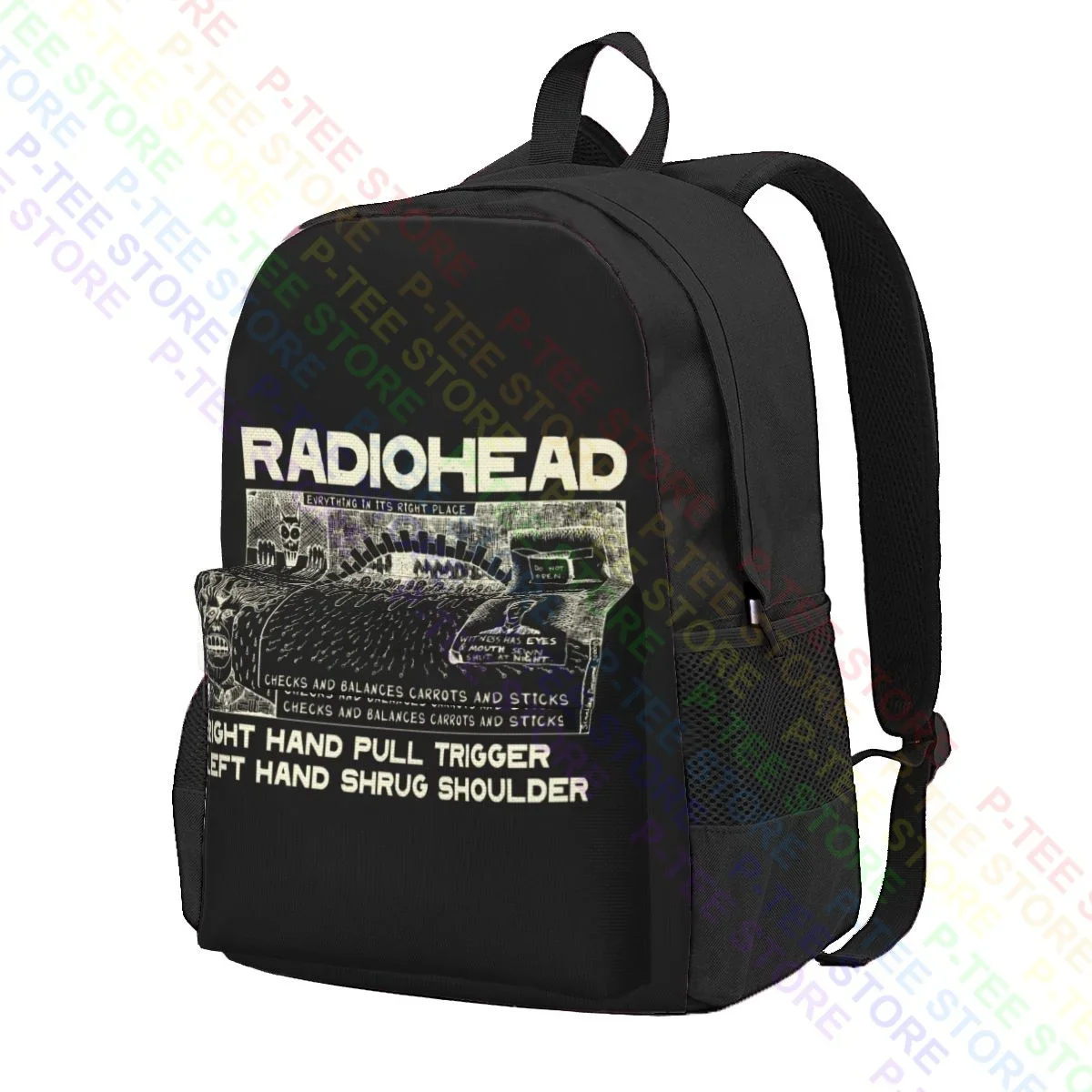 Radiohead Xl Kid A W.A.S.T.E. Graphic Art Band Large Capacity Backpack School Swimming Gymnast Bag Bags For Travel