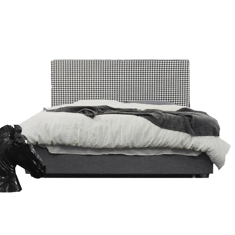 

Master and second bedroom fabric art thousand bird grid small apartment soft backrest double bed hotel