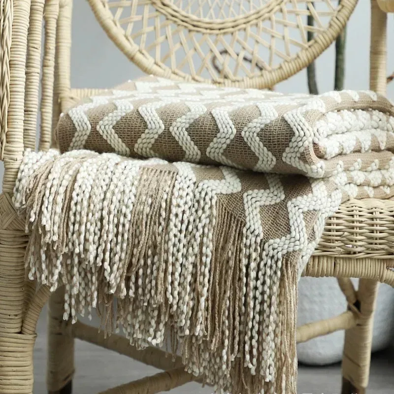 Nordic Knitted Blanket Sofa  Decorative Bed Thread Blankets Sofa Office Nap Throw Blankets Soft Towel Bed Plaid Tapestry