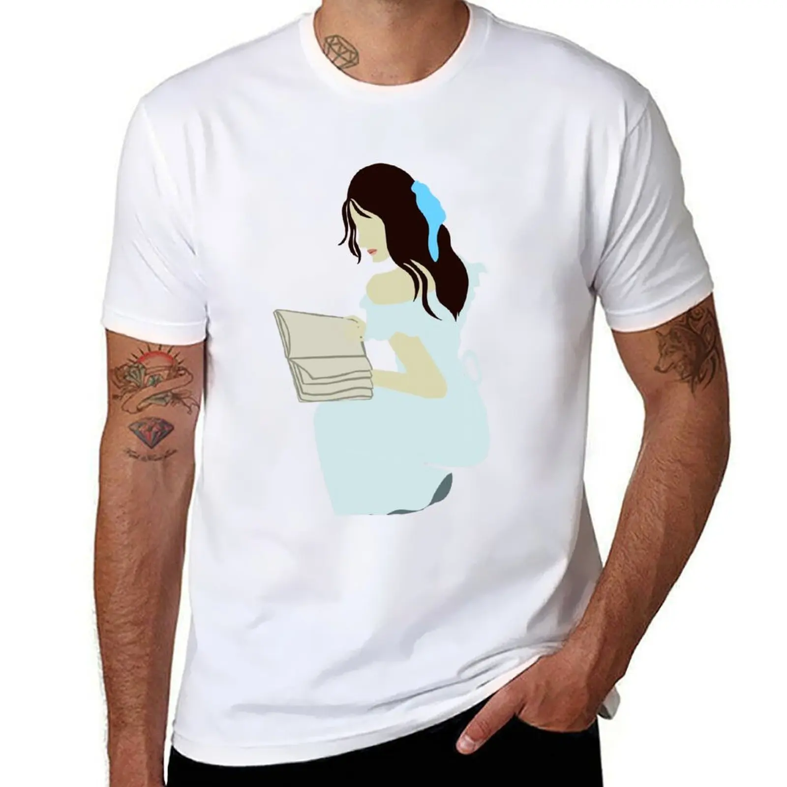 

Abstract faceless Girl reading T-Shirt men t shirt cotton 100% t shirts for man pack cotton T-Shirt