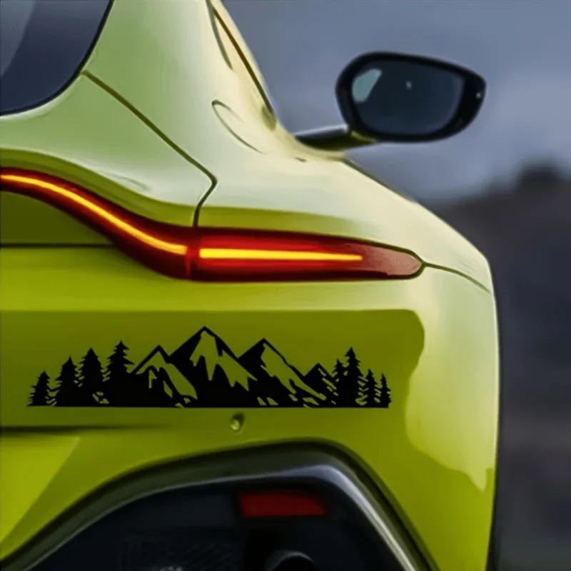 1Pc Mountain & Tree Vinyl Car Sticker, Waterproof Sunproof Decal for Outdoor‑Style Auto DIY Decor