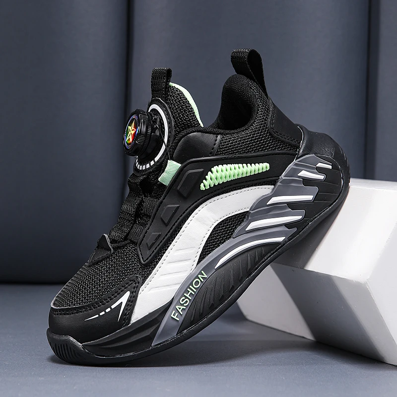 Luxury Boy Sneaker Black School Children Shoes Autumn Leather Breathable Youth Kids Running Sports Shoes for Boy 4 To 12 Years