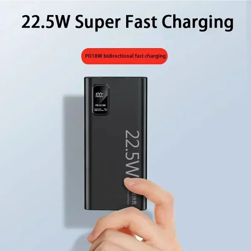 200000mAh Large Capacity Power Bank  22.5W USB C Fast Charging External Auxiliary Battery For iPhone 15 14 Samsung Xiaomi