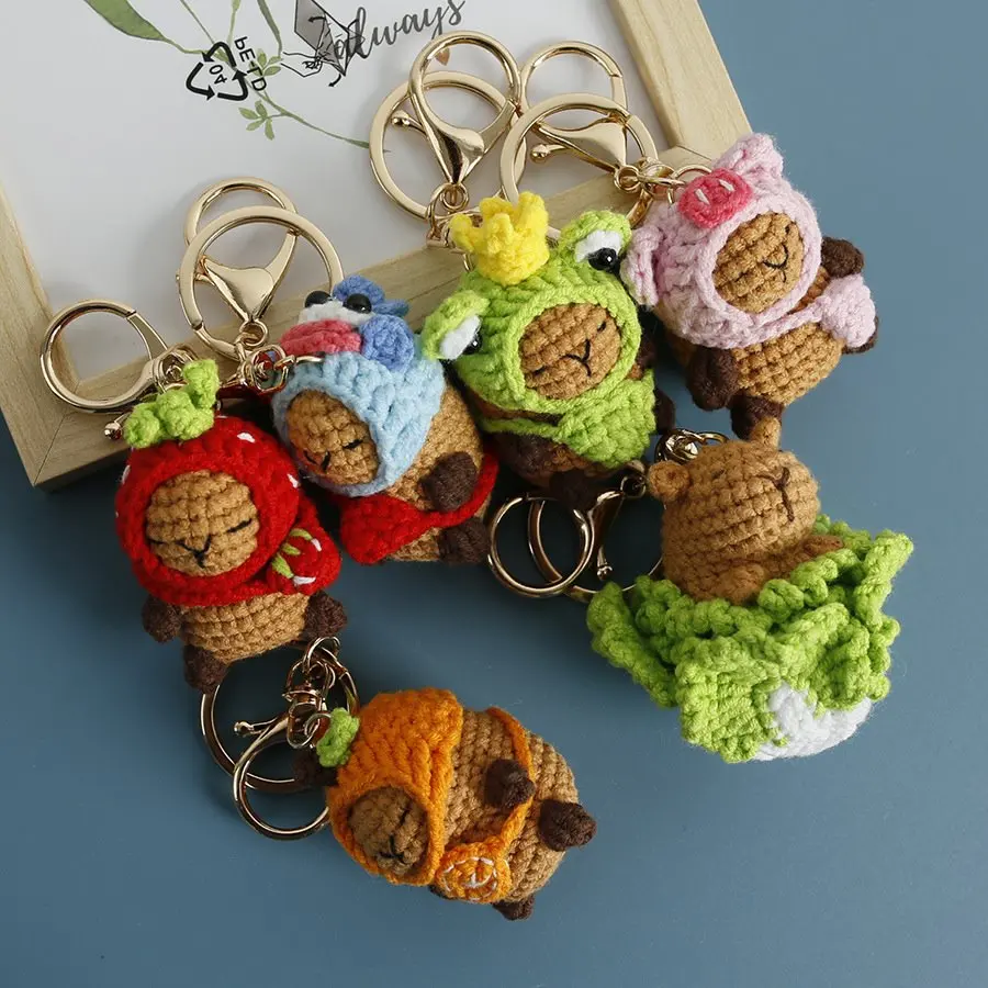 Capybara Butter Keychains, Cute Crochet Keyrings for Car, Handmaking Whole Duck Keychain, Bag Pendant, Creative Gifts