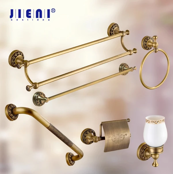 

JIENI античная латунная полка для ванной комнаты, мыльница, держатель для унитаза, держатель для зубной щетки, безопасные перила, аксессуары для ванной комнаты