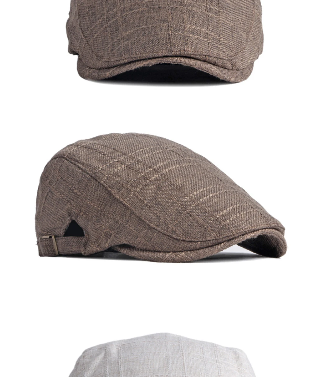 HT3098 Herren- und Damen-Baskenmützen, Atmungsaktiver Frühling-Sommer-Sonnenhut, Künstler-Leinen-Flatcap, Verstellbare Baskenmütze für Männer und Frauen – Detail 5
