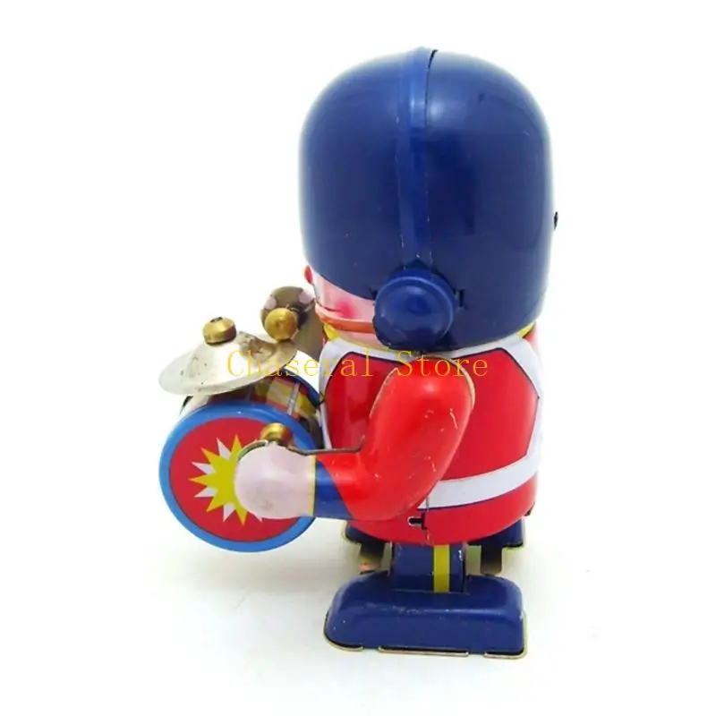 E7CE Classical Tinplate Drummer Robot giocattolo ideale per casa o caffetteria
