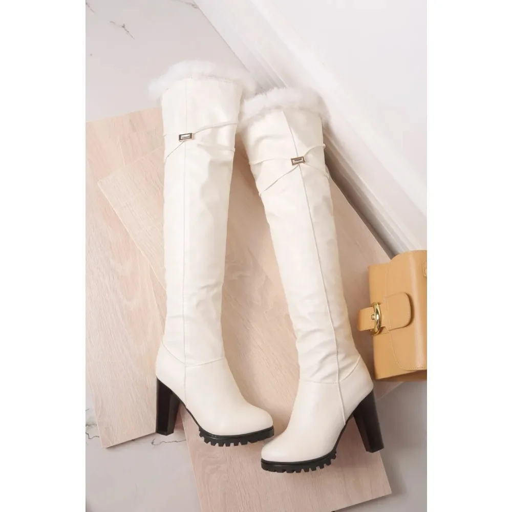 2016 Winter New High Heel Boots Leisure Elegant  Heels Sexy Women Shoes warm snow Boots Round Toe Thin Heel Leather Boots T703-6