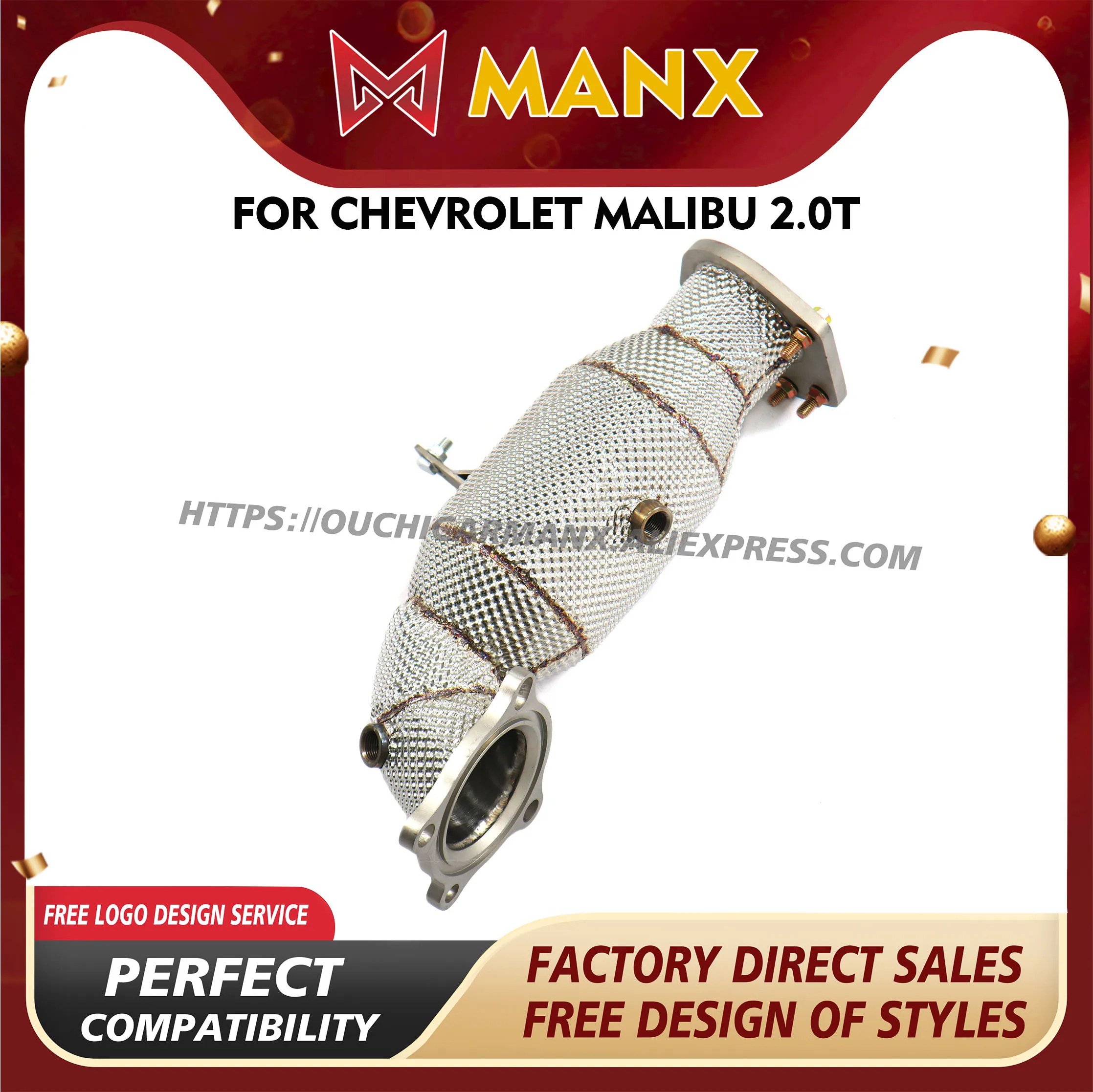 

for Chevrolet Downpipe Malibu 2.0T Exhaust system Stainless steel Free upgrade of heat shield MANX
