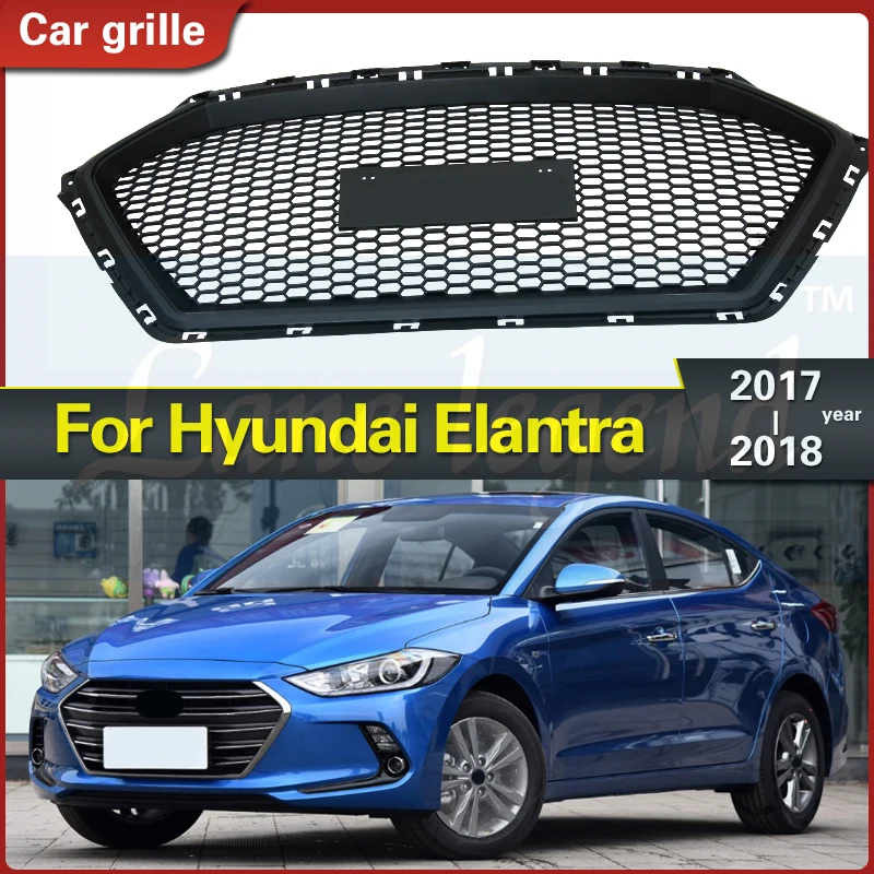 

Car Front Bumper Grill Mesh Hood Front Center Middle Grille for For Hyundai Elantra 2016 2017 2018 Racing Grills