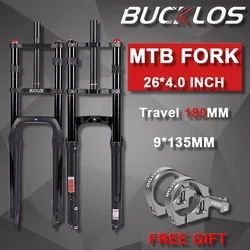 BUCKLOS Snow Fat Bike Fork 26*4.0in Air Suspension Fork 9mm Quick Release Travel 180mm Double Shoulder E-Bike Fork Bicycle Parts