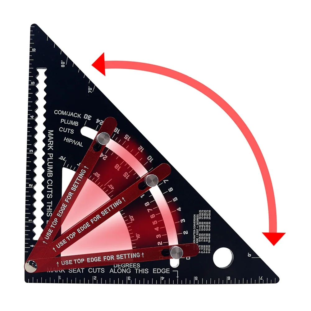 Triangle Ruler Aluminum Alloy Angle Protractor Adjustable Speed Square Measuring Ruler Multifunction for Building Framing Tools