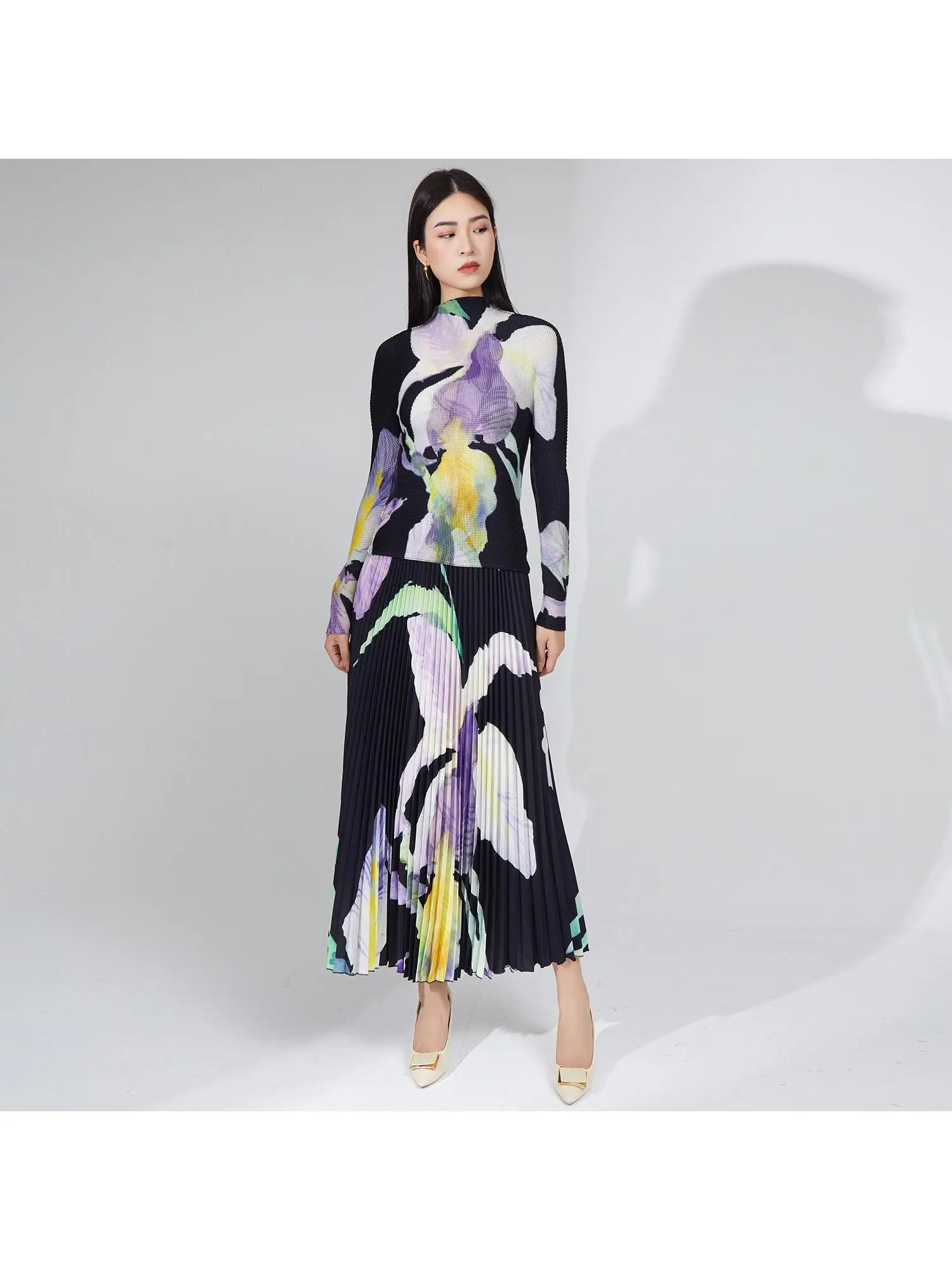 

Модный повседневный комплект из двух предметов с принтом, женская одежда, весна-лето, новый модный комбинезон Long Sve Long Dr Ensemble