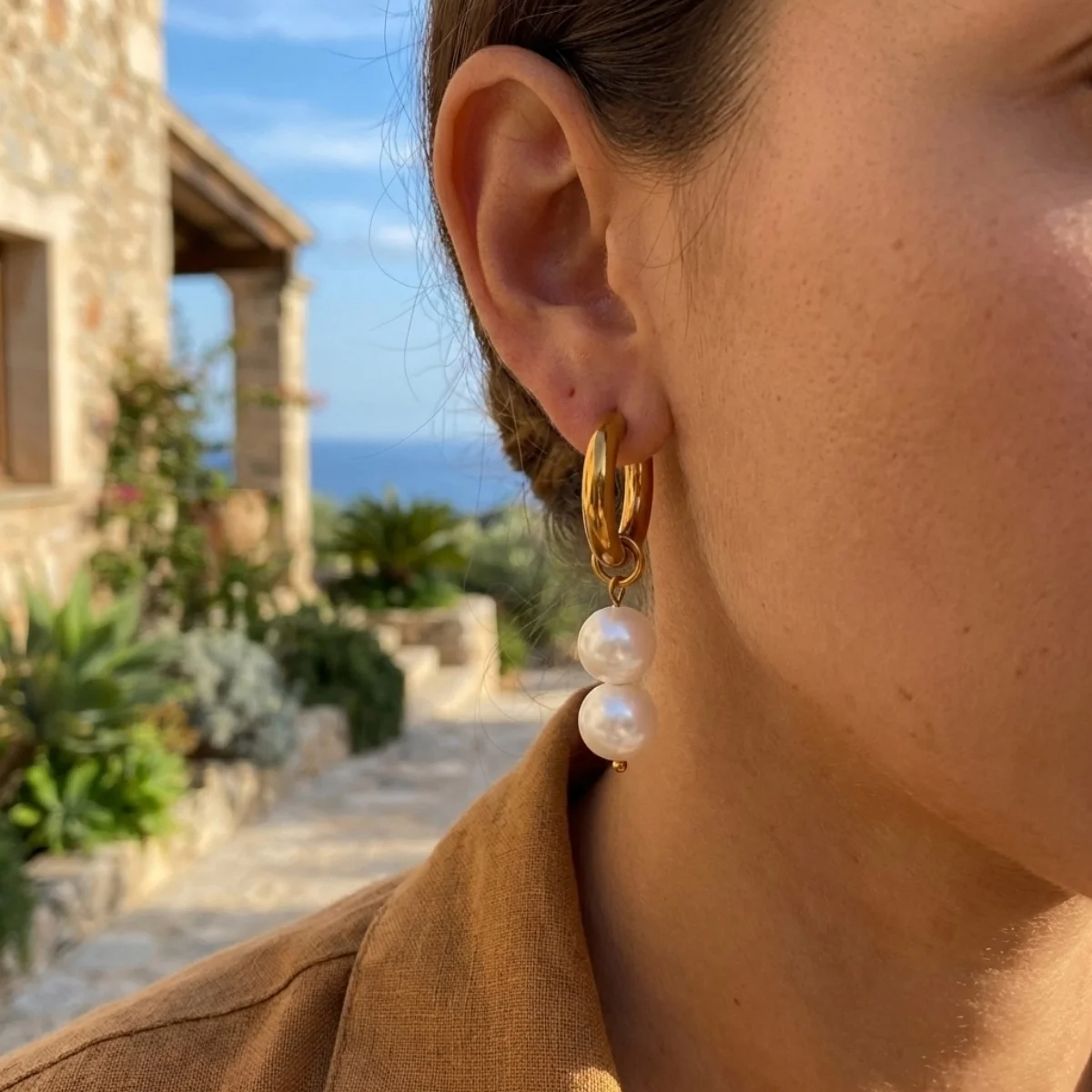 Minimalistische Edelstahl-Ohrringe mit Imitationsperlen und Quasten für Damen und Herren, Herz, unregelmäßige geometrische Ohrringe, eleganter Schmuck – Detail 6
