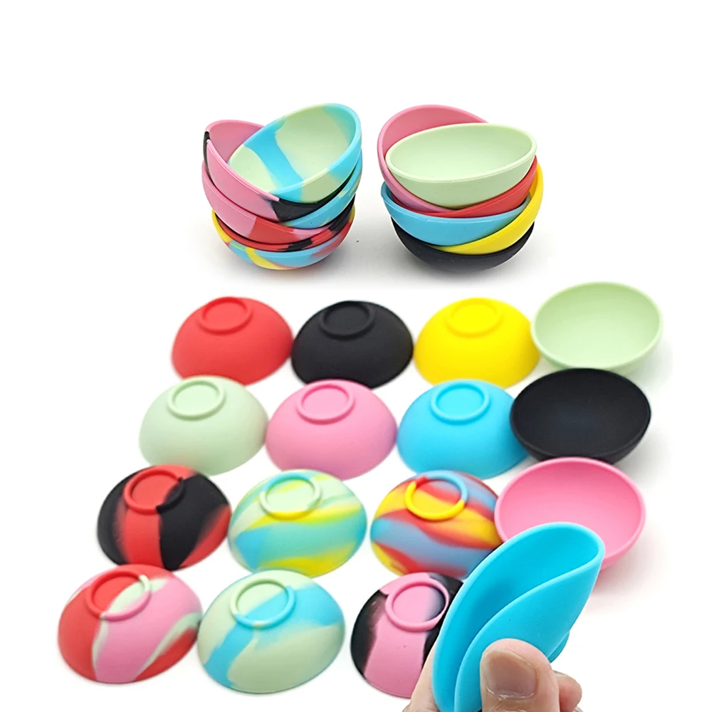 200Pcs Silicone Bowl 50mm Multicolor Reusable Kitchen Complementary food Storage Box Tobacco Container Smoking Accessories