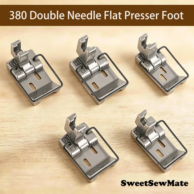 380 Double Needle Flat Presser Foot With Iron Wire for JUKI MH-380 Chain Stitch Sewing Machine Parts Accessories