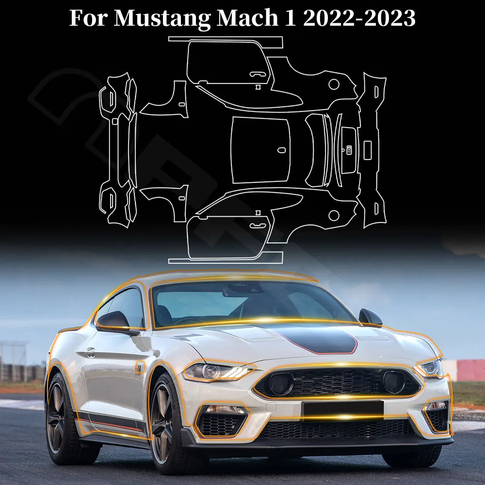 

TPU Pre Cut Sticker for Ford Mustang Mach 1 2022 2023 PPF Transparent Clear Kit Car Paint Protection Film Styling Body Decal