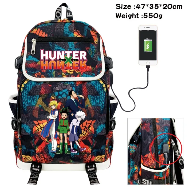

Рюкзак HUNTER×HUNTER с принтом из аниме, школьная сумка с USB-портом для зарядки, модный повседневный рюкзак