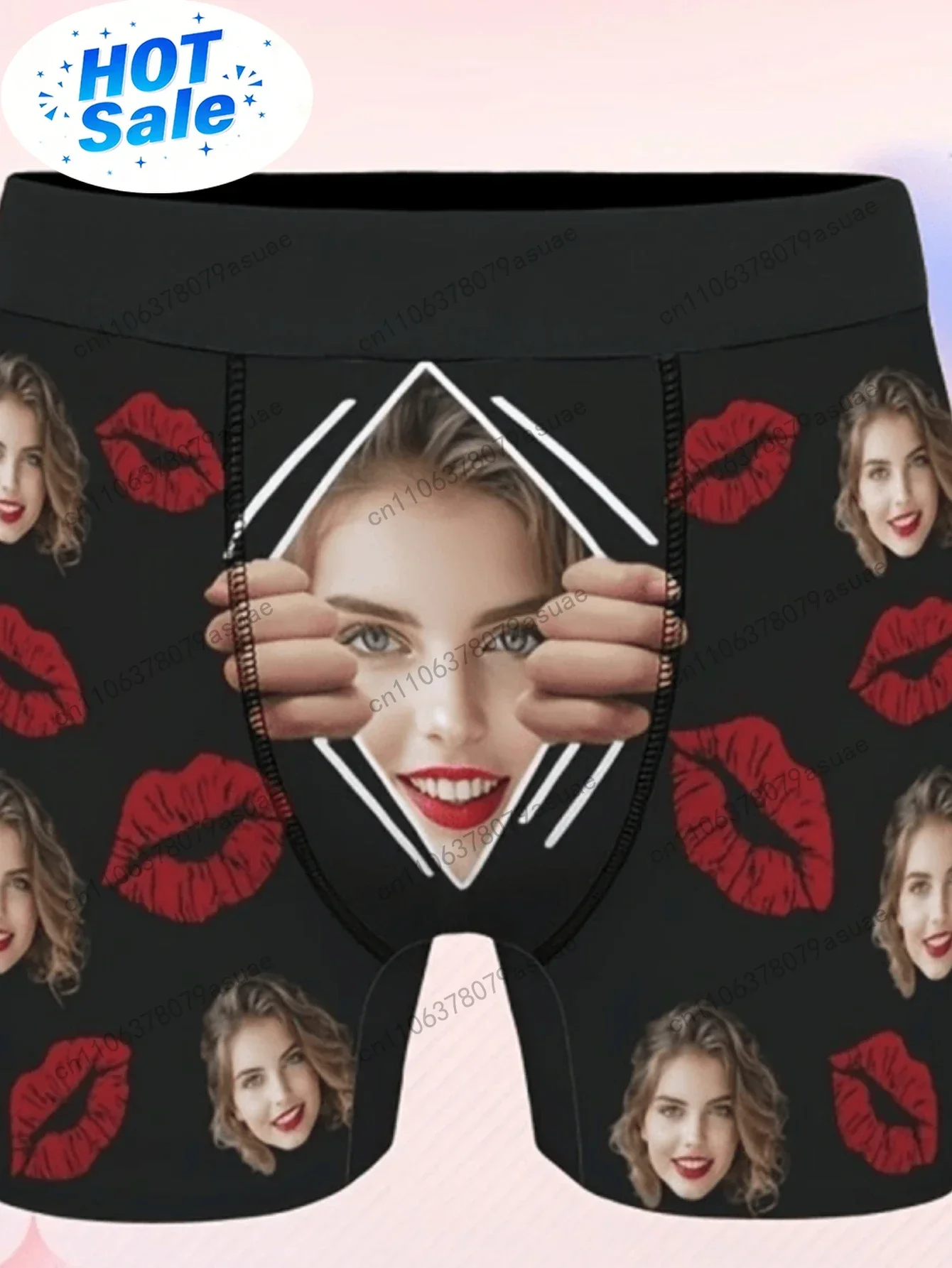 ized Photo Boxer Briefs for Men - Custom Face/Name/Text/Logo Print Underwear Matching Boxer Shorts Machine Washable Fit (Valen