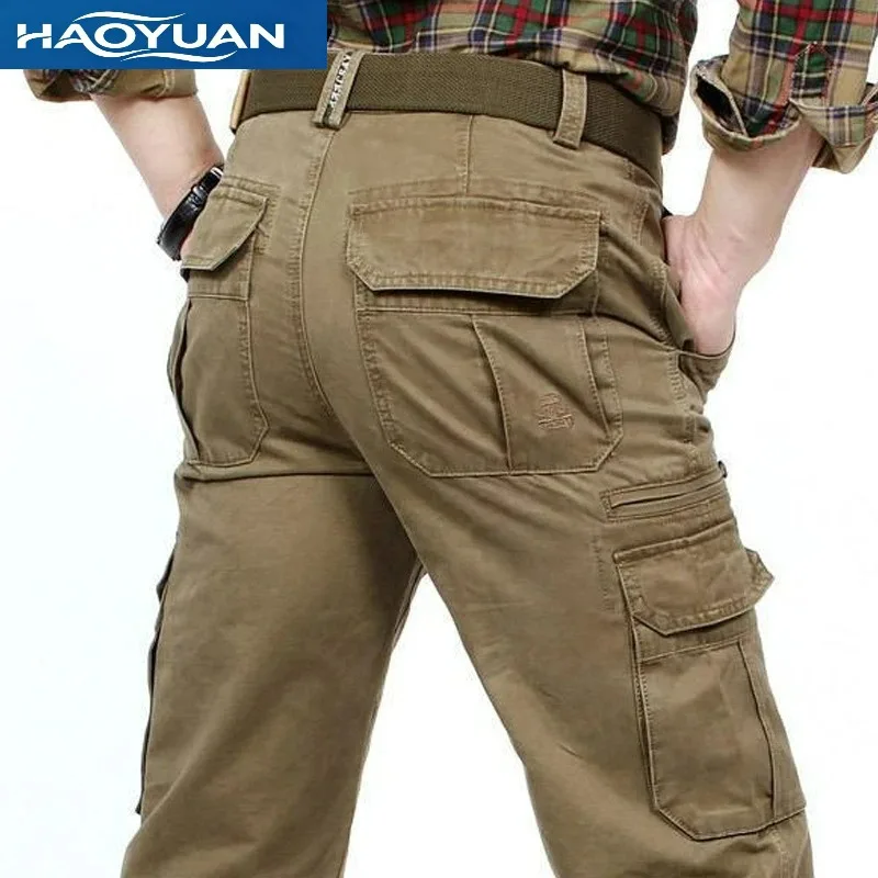 

Cotton Men's Work Pants Hiking Casual Multi Pocket Fashion Solid Color Casual Pants Khaki Men's Plus Size Clothing