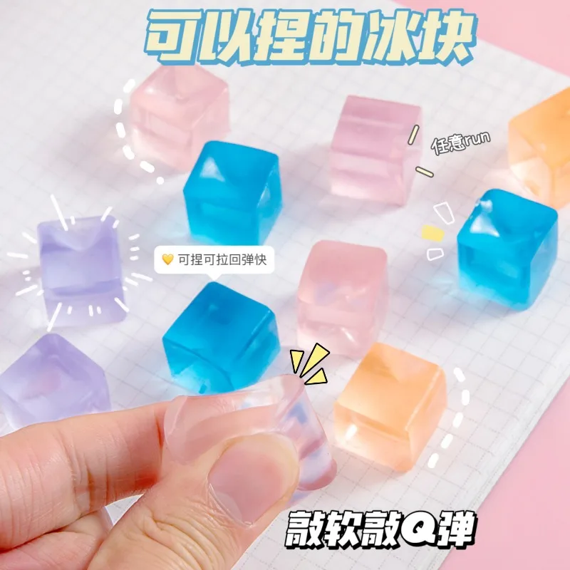 Kawaii Transparente Cat Paws Sticky Squeeze Brinquedos, Soft Quick Rebound, Geléia Realista, Glitter Ice Cube, 5 Pcs