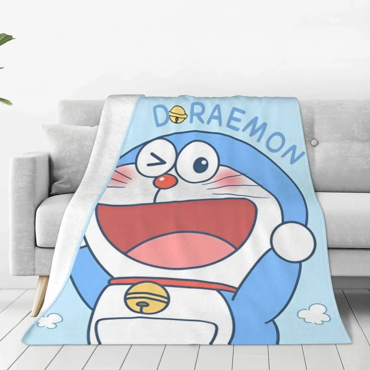 Kawaii Doraemon Wink Cartoon Flannel Blankets Japanese Anime Vintage Throw Blanket for Sofa Bedding Lounge